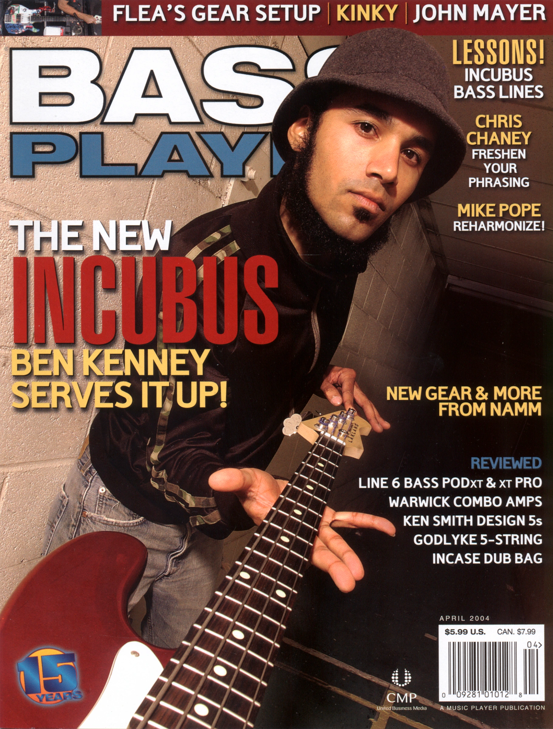 Ben Kenny, Incubus, Bass Player magazine cover photographed by Annamaria DiSanto