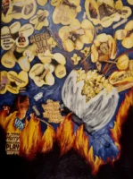 Aids Explosion, Arcrylic painting by Annamaria Disanto