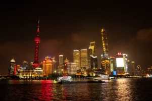 HUANGPU RIVER, SHANGHAI, CHINA Huangpu River in Shanghai, China. Travel photography by Annamaria DiSanto