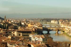 ARNO RIVER, FLORENCE, ITALY Florence cityscape with the Arno River in Italy, photographed by Annamaria DiSanto