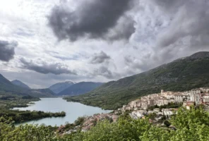 LAGO DI BARREA, ABRUZZO, ITALY Lago di Barrea with surrounding mountains in Abruzzo, Italy, photographed by Annamaria DiSanto