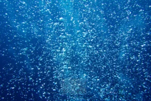 Scuba diver bubbles in the Silk Cayes Marine Reserve, Belize, photographed by Annamaria DiSanto
