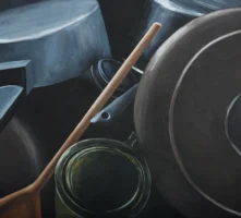 Pots and pans still life, Acrylic, by Annamaria DiSanto