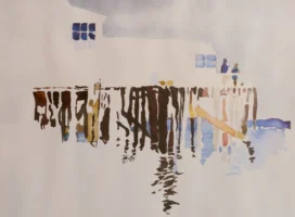 Watercolor painting of the Santa Monica Pier by Annamaria DiSanto